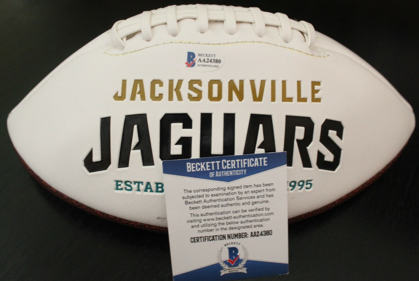 Mark Brunell Signed Jacksonville Jaguars Logo Football W/Beckett COA AA24380 BAS