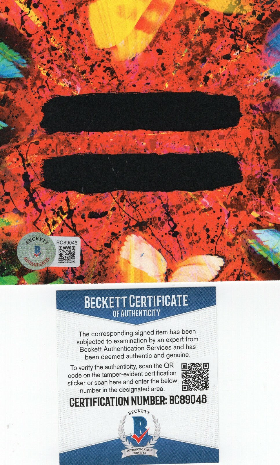 Ed Sheeran Signed Art Cover CD = w/Beckett COA BC89048 Authentic Brand New