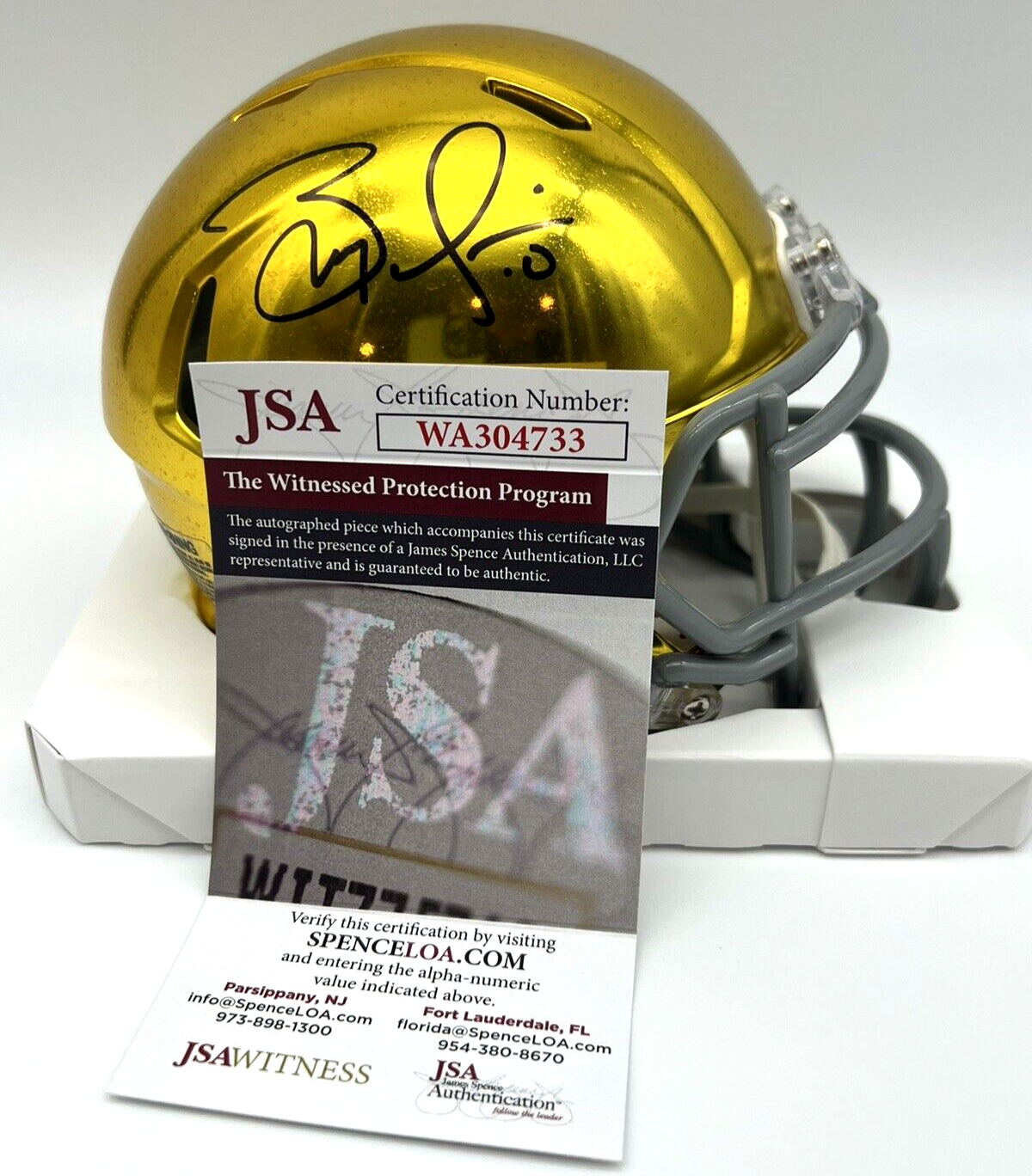 Brady Quinn Signed Notre Dame Fighting Irish Mini Football Helmet w/JSA COA