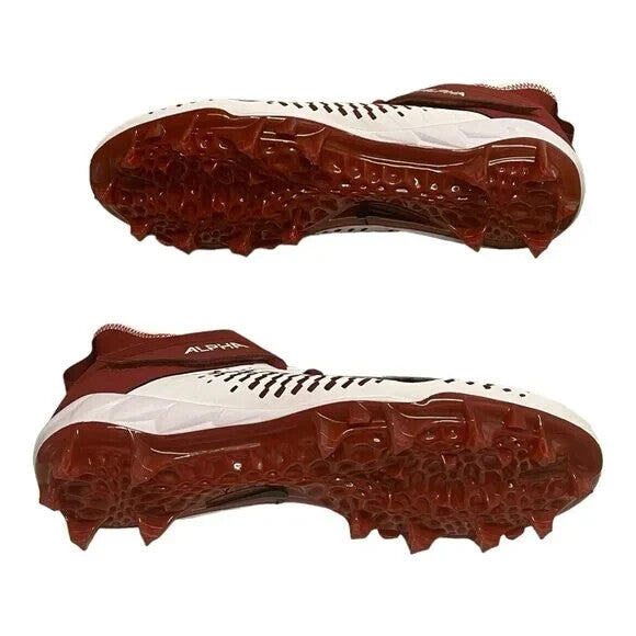 Size 12 Nike Alpha Menace Pro 2 Mid Football Cleats BV3945-106 White Red