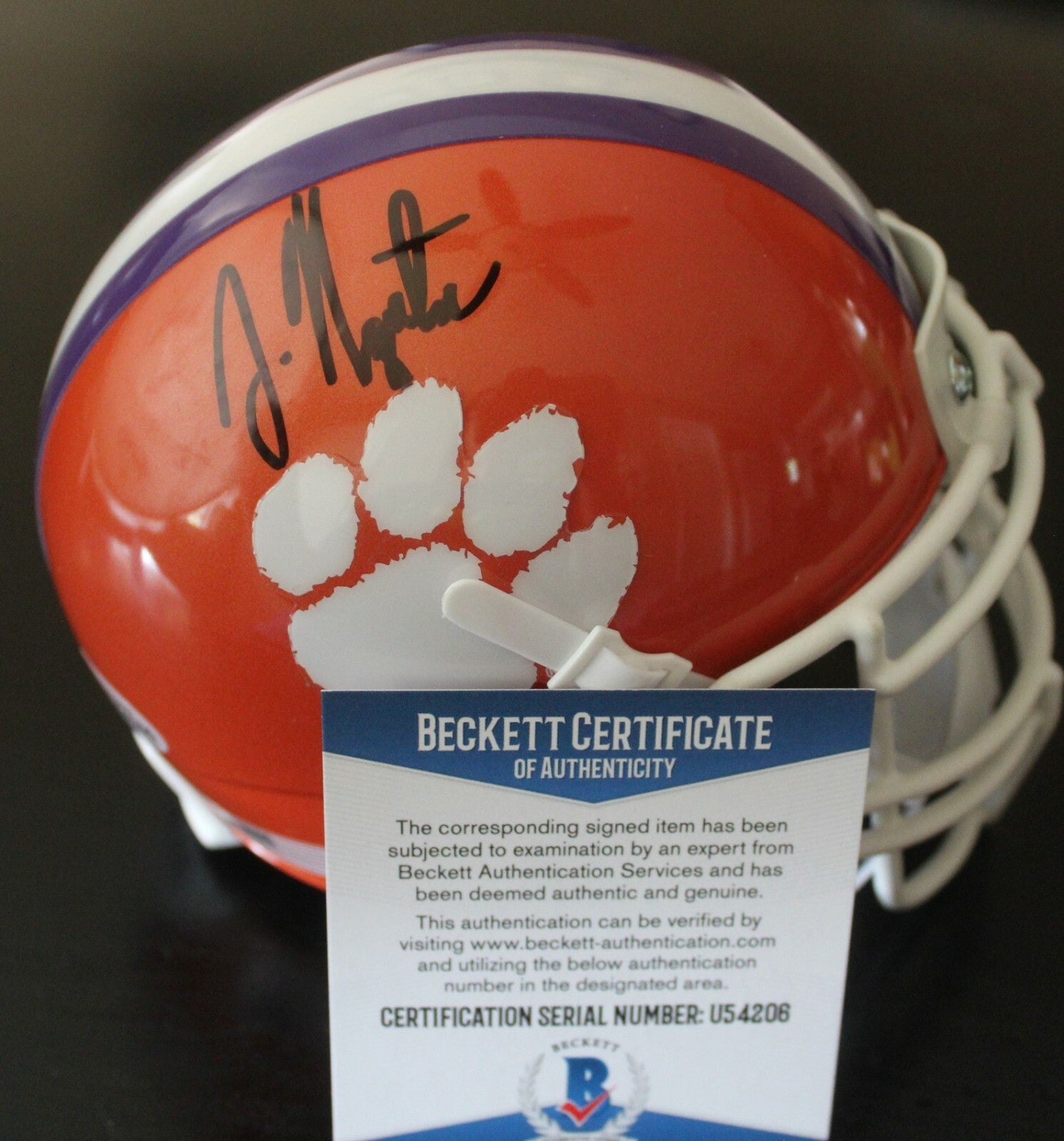 Joe Ngata Signed Clemson Tigers Mini Football Helmet w/Beckett COA U54206