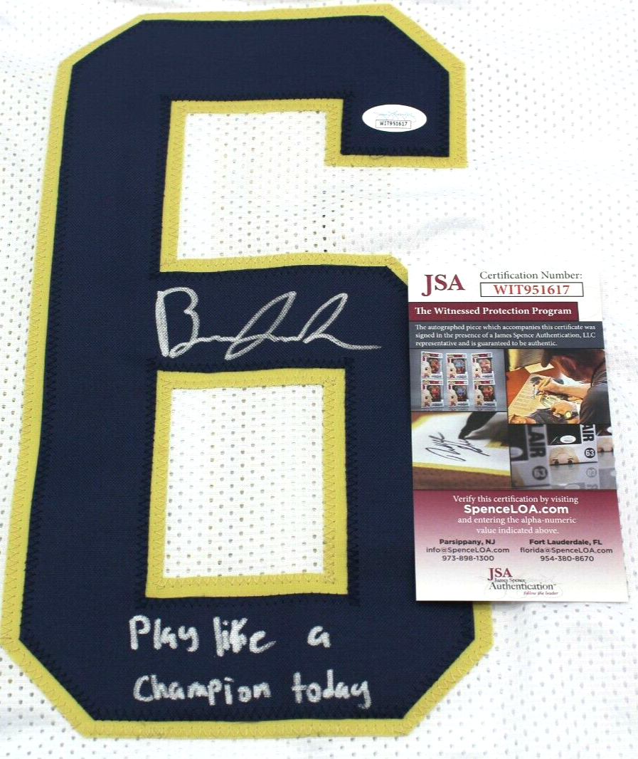 Brandon Joseph Signed Custom White Notre Dame Football Jersey w/JSA COA Proof