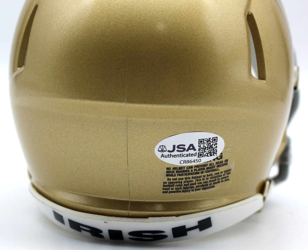 Kyngstonn Villamu-Asa Signed Notre Dame Fighting Irish Mini Helmet w/JSA COA