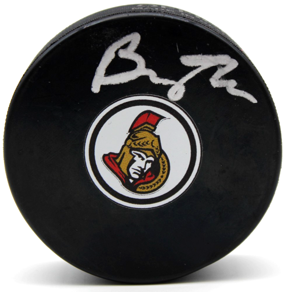 Brady Tkachuk Signed Ottawa Senators Hockey Logo Puck w/Beckett COA BW54127