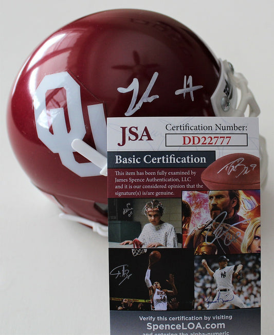 Jadon Haselwood Signed Oklahoma Sooners Mini Helmet w/JSA COA DD22777 C