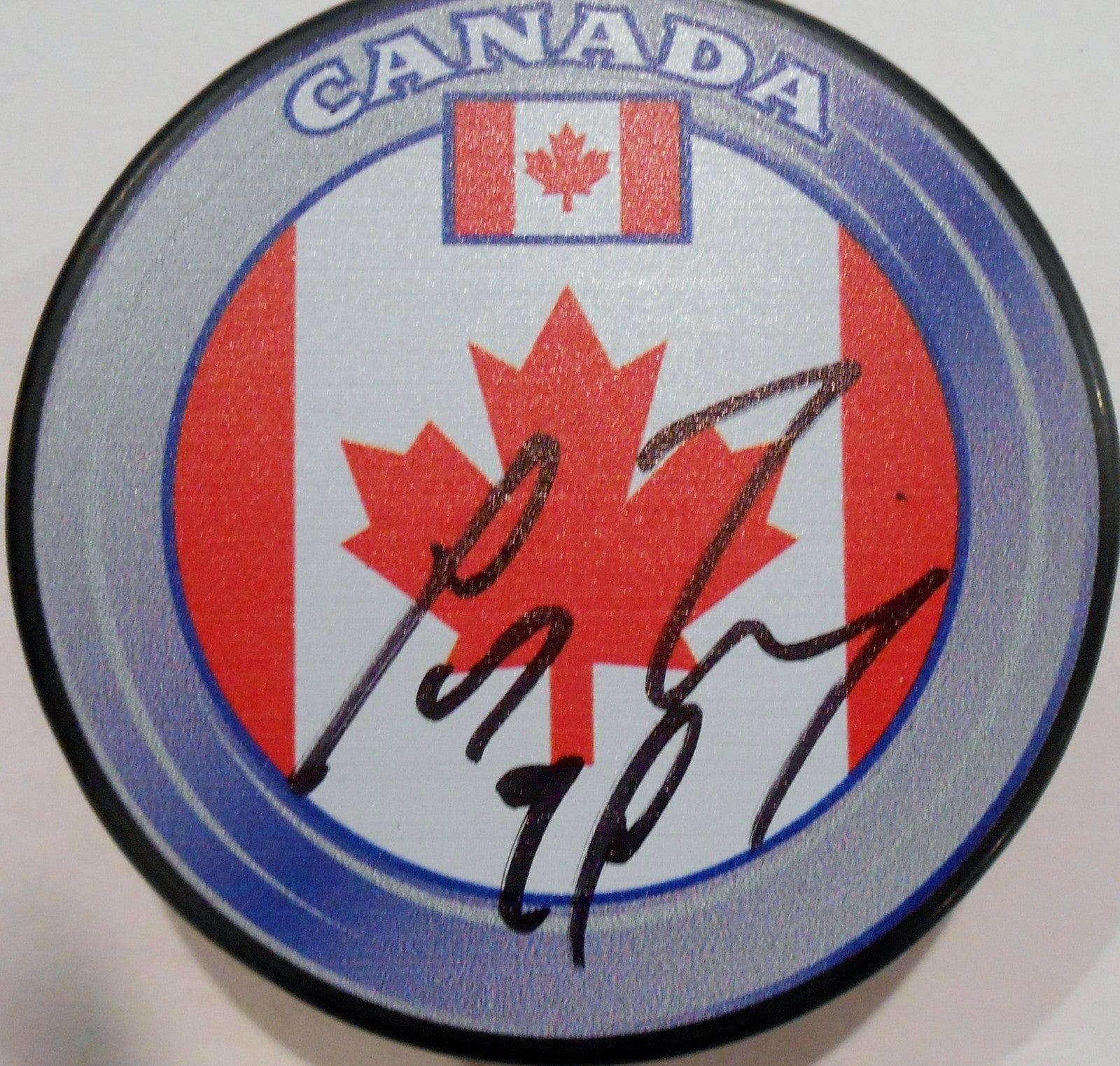 Corey Perry Signed Team Canada Hockey Puck w/COA Anaheim Ducks Gold