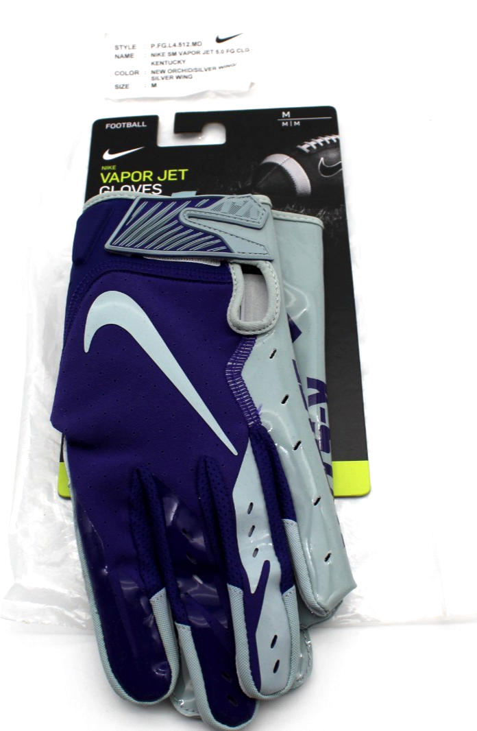 Nike Promo Vapor Jet Football Gloves Kansas State PGF742 Size Medium Purple Gray