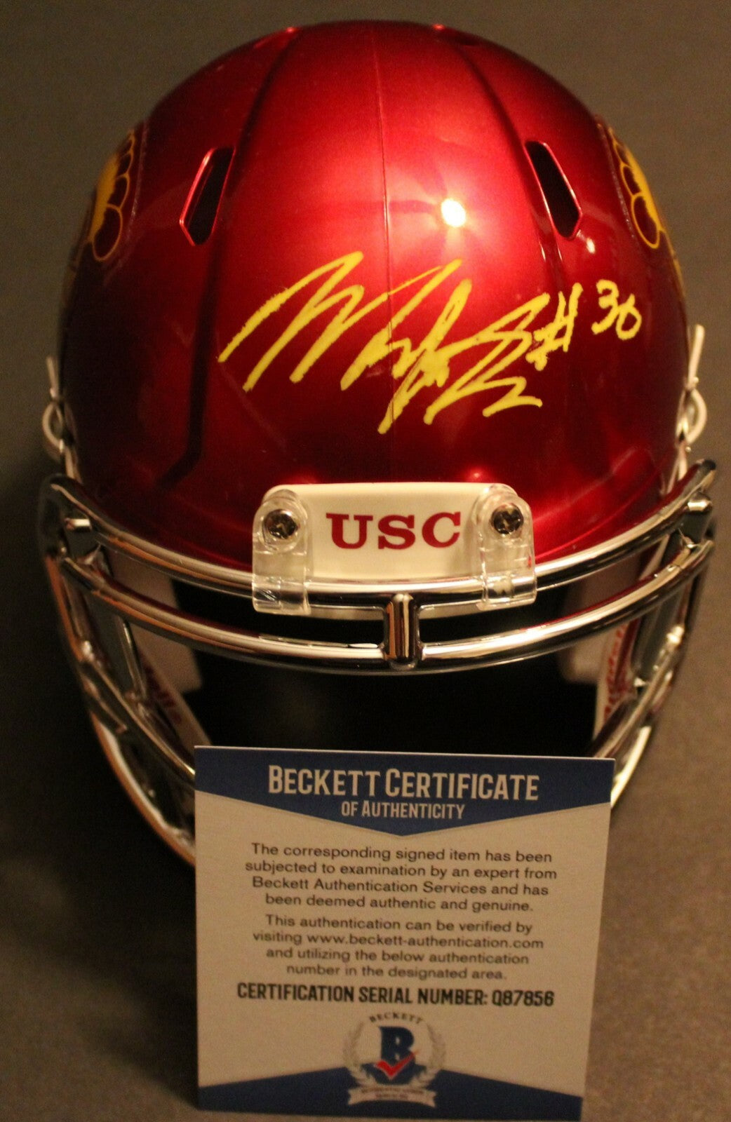 Markese Stepp Signed USC Trojans Speed Mini Football Helmet w/Beckett COA 