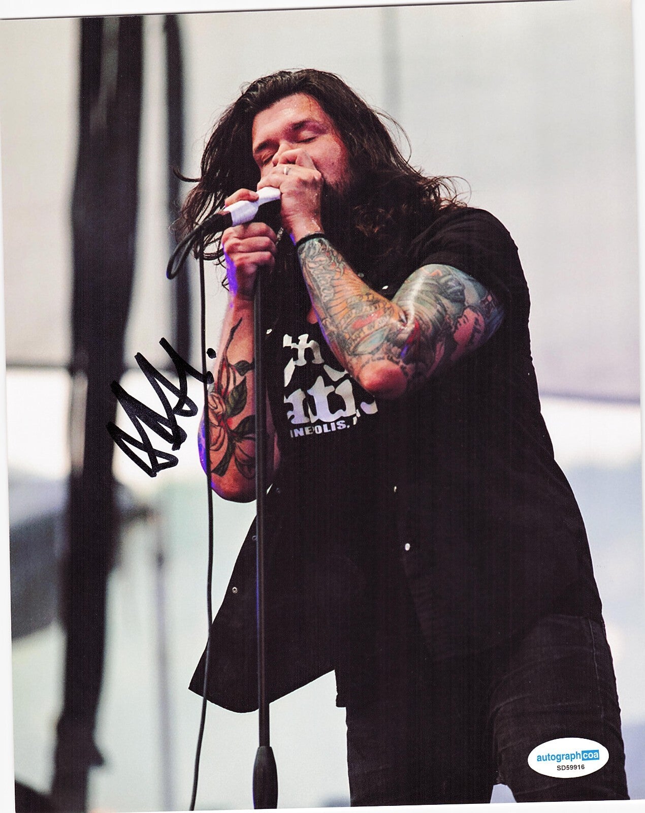 Adam Lazzara Taking Back Sunday Rock N Roll Signed 8x10 Photo w/ACOA SD59916