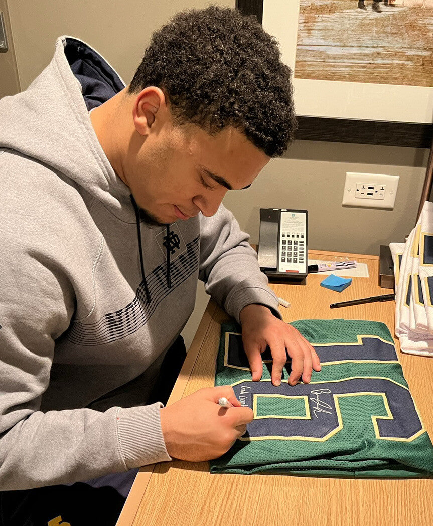 Brandon Joseph Signed Custom Green Notre Dame Football Jersey w/JSA COA Proof #1