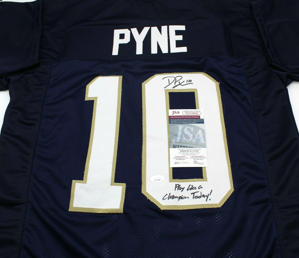 Drew Pyne Signed Custom Blue Notre Dame Football Jersey XL Proof w/JSA COA #1