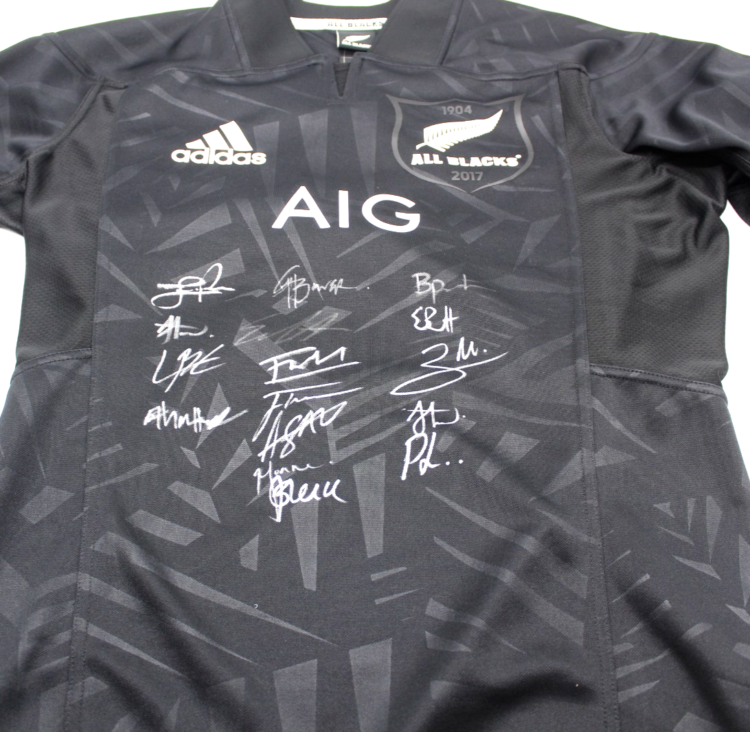 2025-26 New Zealand All Blacks Signed Adidas Rugby Jersey Brand New Large W/COA
