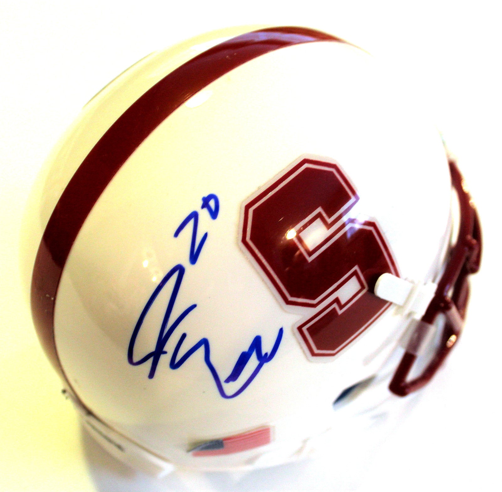 Bryce Love Signed Stanford Cardinal Mini Football Helmet w/COA 2017 #2 C