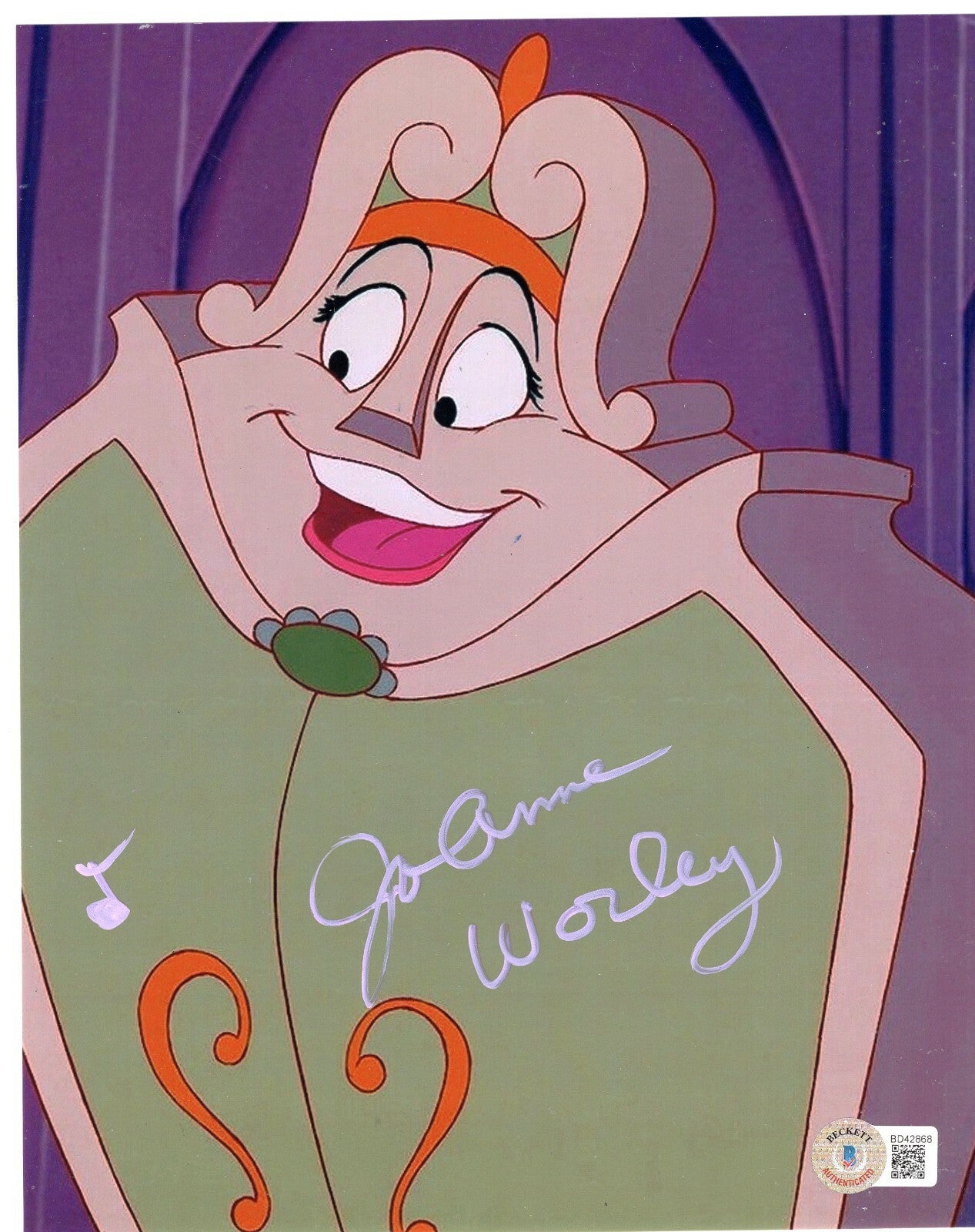 Jo Anne Worley Signed Beauty and The Beast 8x10 Photo w/Beckett COA BD42868