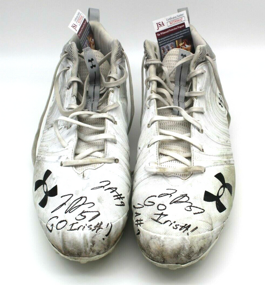 Justin & Jayson Ademilola Signed Under Armour Cleats White Notre Dame w/JSA COA