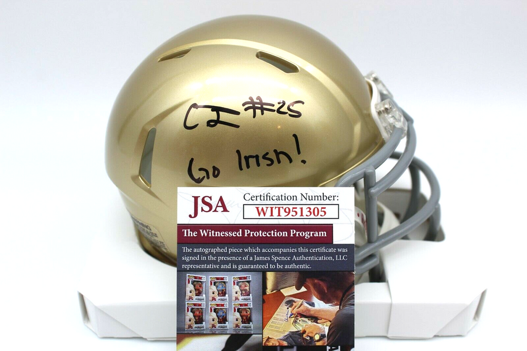Chris Tyree Signed Notre Dame Fighting Irish Mini Football Helmet w/JSA COA #1