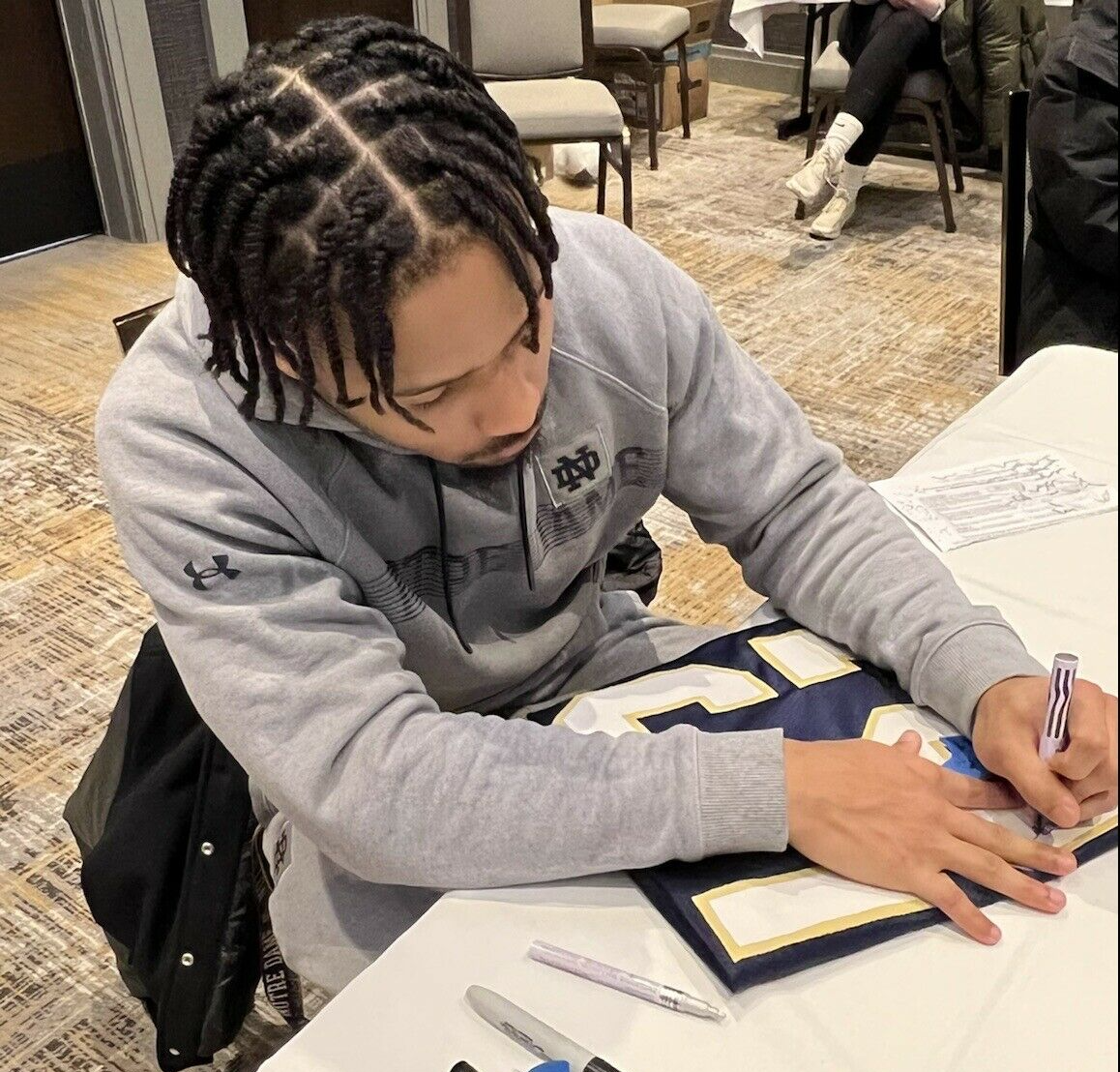 Chris Tyree Signed Custom White Notre Dame Football Jersey w/JSA COA Proof