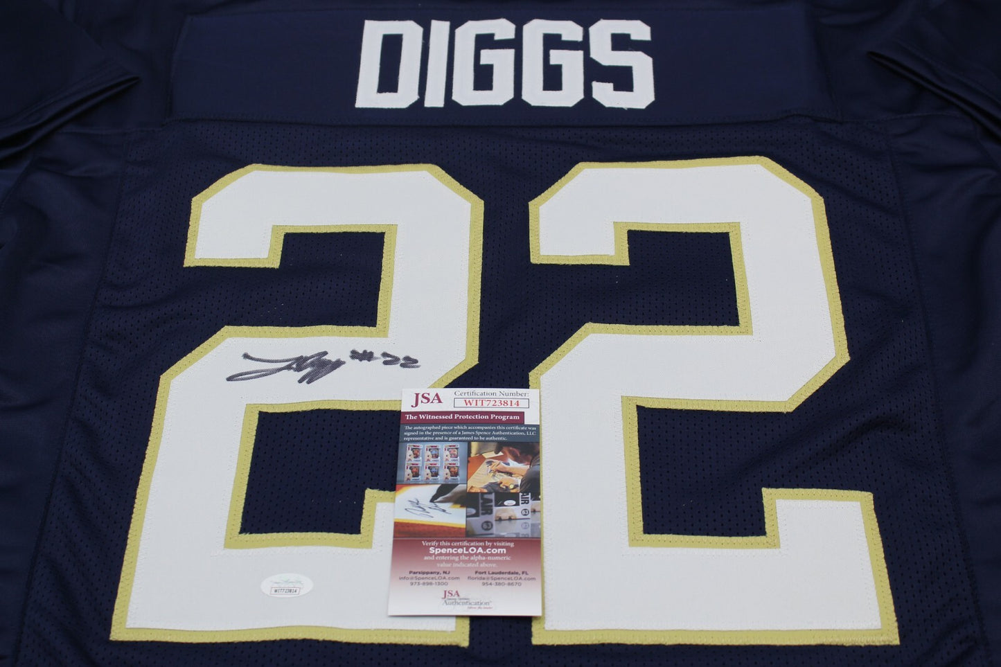 Logan Diggs Signed Custom Blue Notre Dame Jersey w/JSA COA Witness Go Irish #1