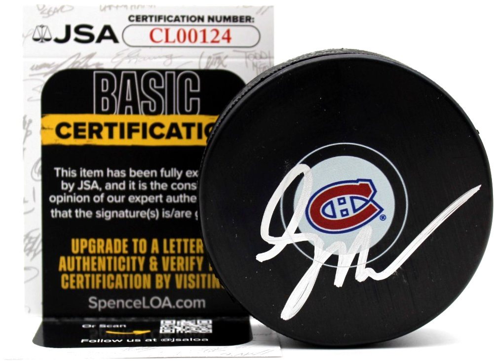 Lane Hutson Signed Montreal Canadiens Hockey Puck w/JSA COA CL00124