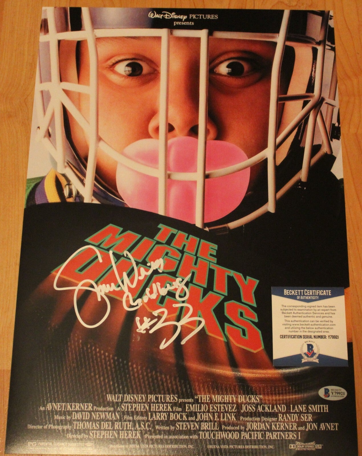 Shaun Weiss Signed Mighty Ducks Movie Poster 12x18 Photo w/Beckett COA Y79921