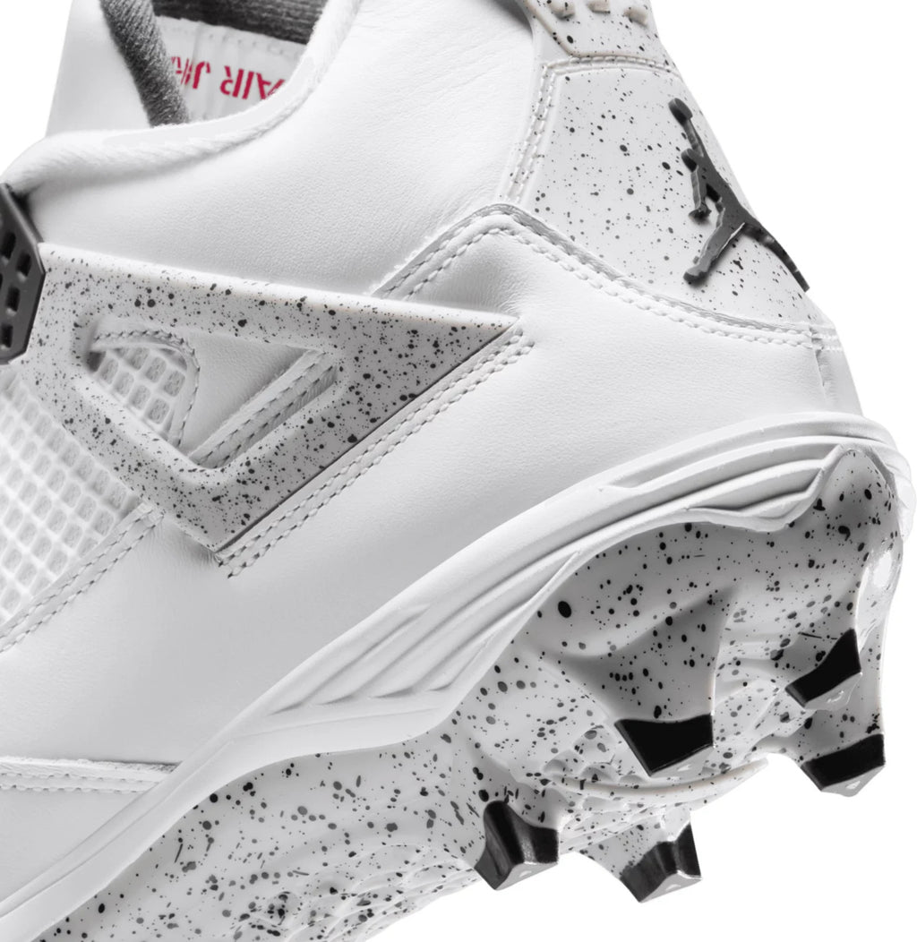 Jordan 4 Retro TD Football Cleats Men Size 16 White Cement Black Grey HQ0207-106