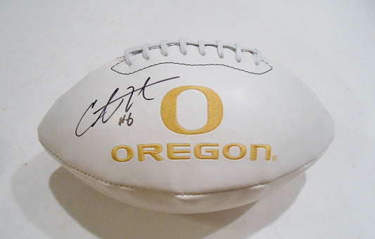 Charles Nelson Signed Oregon Ducks Logo Football w/COA C