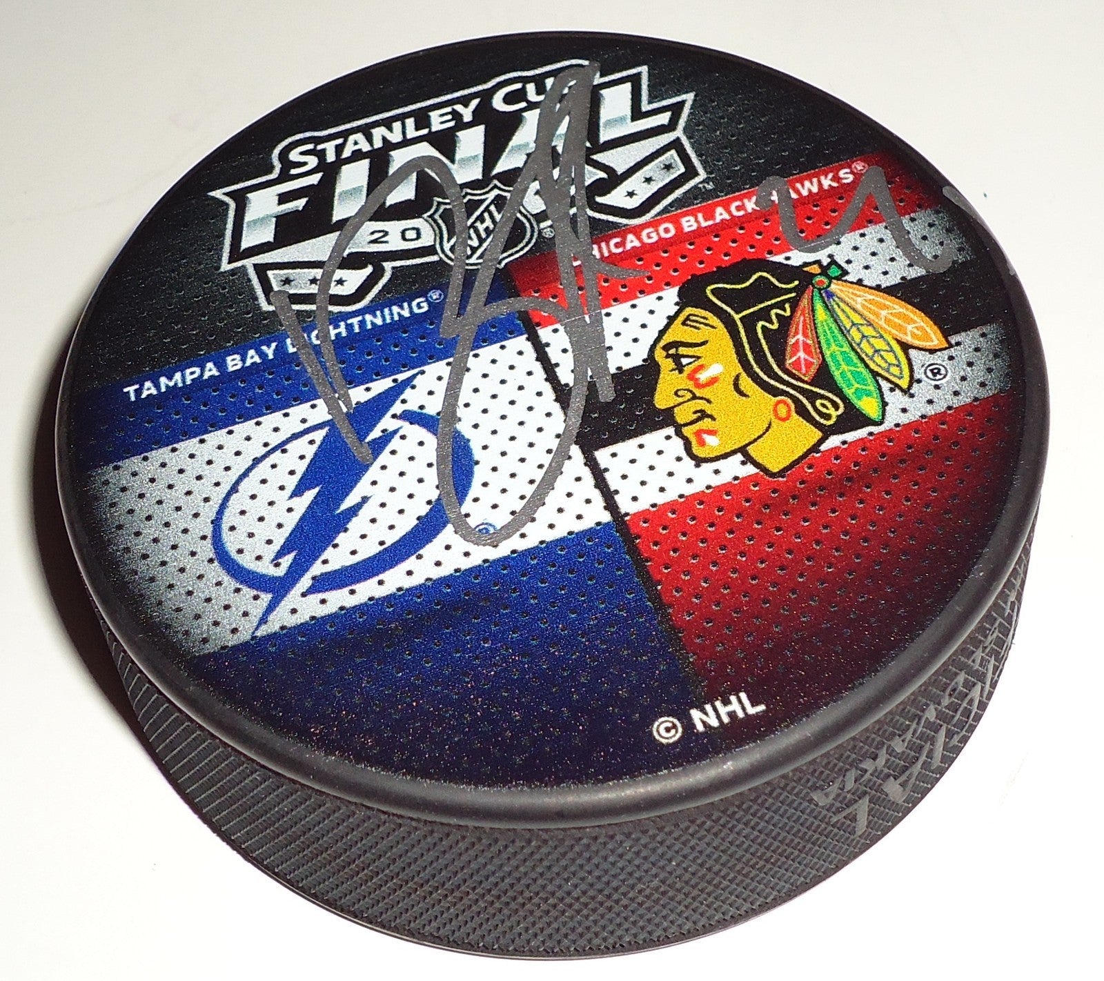 Brad Richards signed 2015 Chicago Blackhawks vs Lighting finals puck w/coa