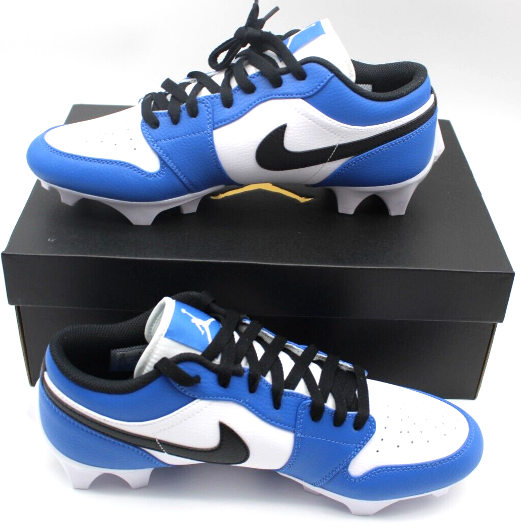 Jordan 1 Football Cleats Low TD Royal Blue Black White FJ6245-104 NEW Size 14