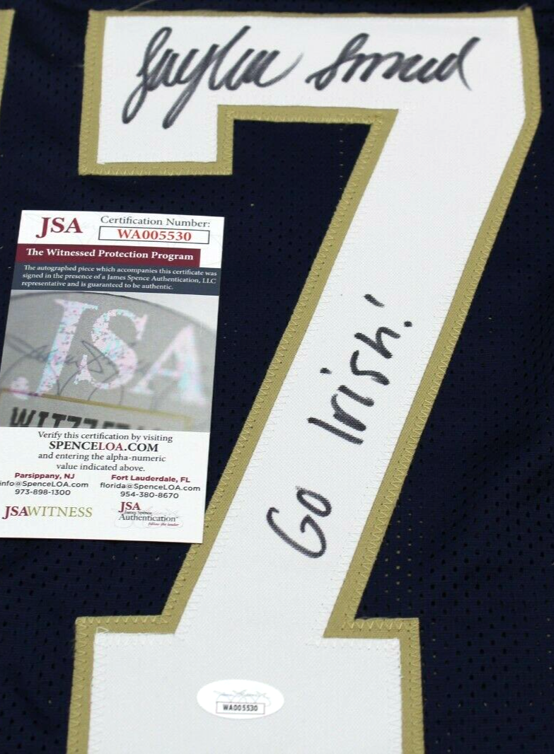 Jaylen Sneed Signed Custom Blue Notre Dame Football Jersey w/JSA COA Proof Irish