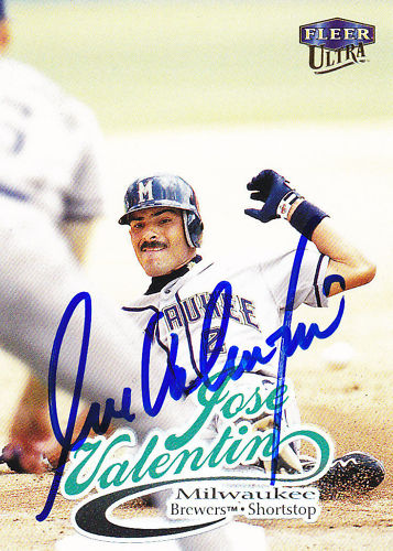 Jose Valentin Signed Card W/COA Brewers Sox Fleer