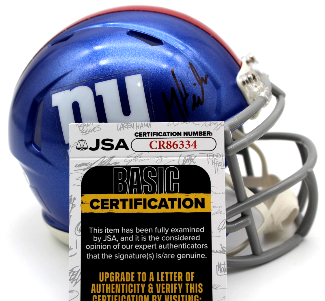 Malachi Fields N.Y. Giants Signed Mini Football Helmet w/JSA COA CR86334