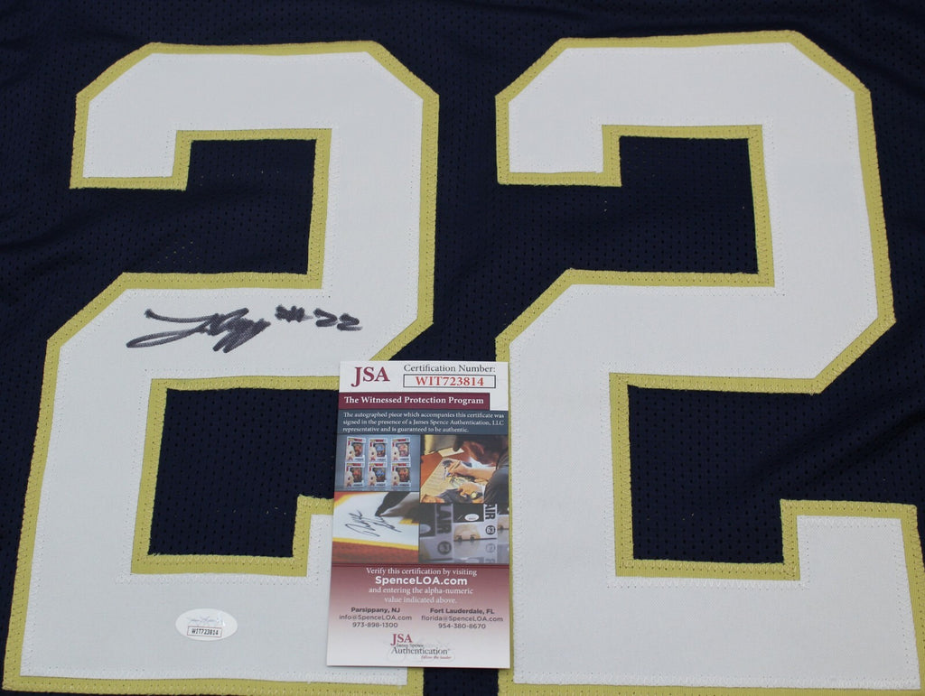 Logan Diggs Signed Custom Blue Notre Dame Jersey w/JSA COA Witness Go Irish #1