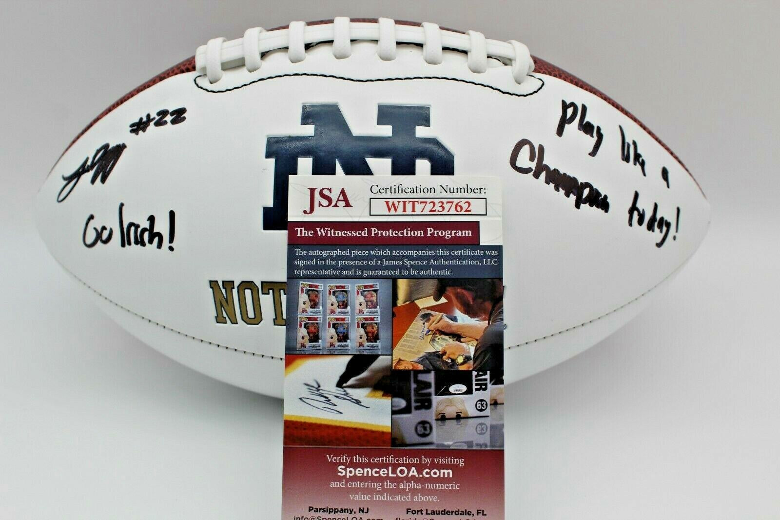 Logan Diggs Signed Notre Dame Fighting Irish Logo Football w/JSA COA Witness #1