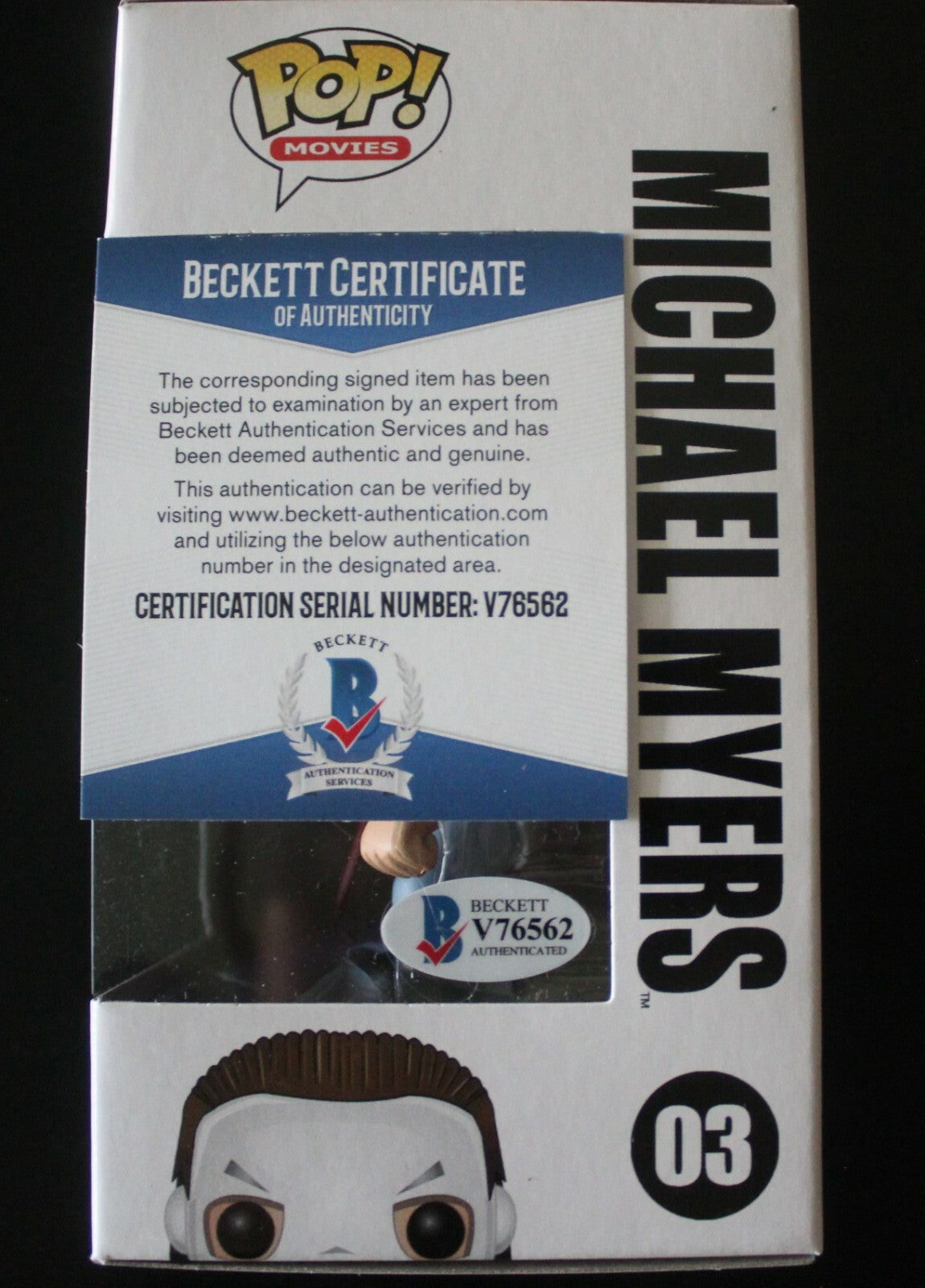 Jack Verbois Halloween Signed Michael Meyers #03 Funko Pop w/Beckett COA V76562