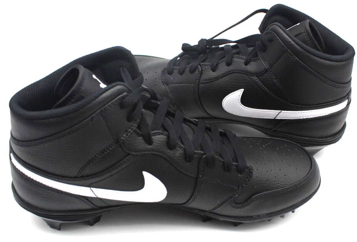 Jordan 1 Football Custom Cleat Black White FJ6805-001 Men's Size 14 thru 15 New