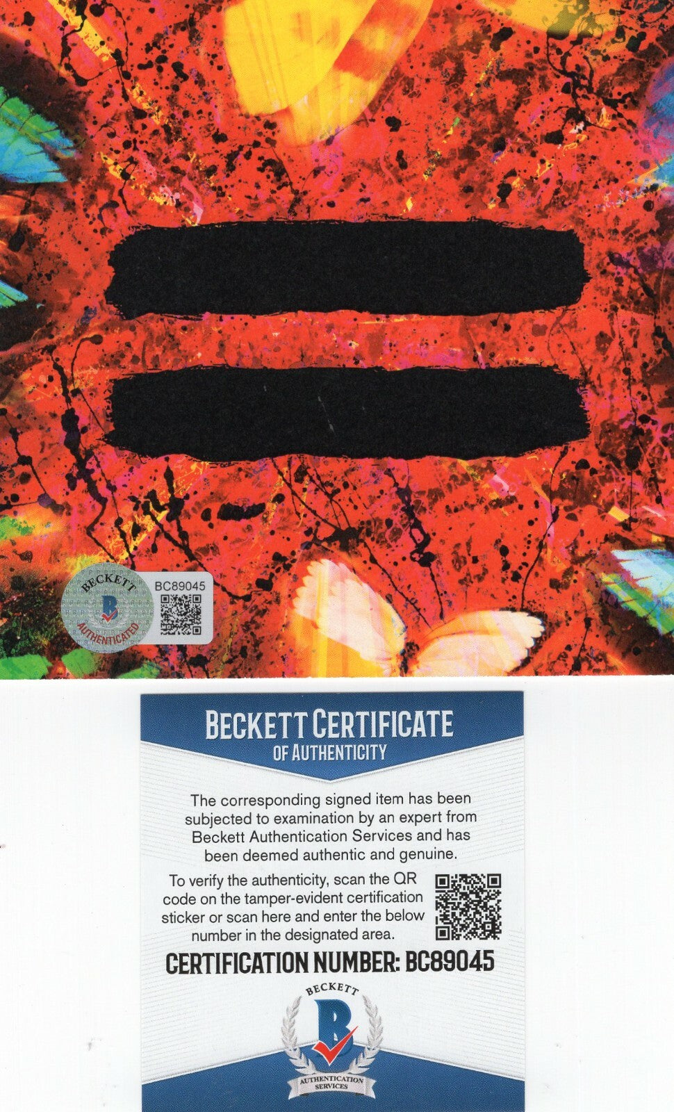 Ed Sheeran Signed Art Cover CD = w/Beckett COA BC89045 Authentic Brand New