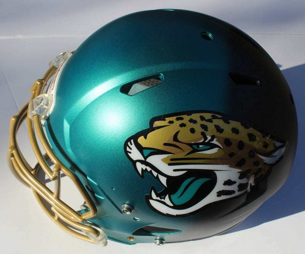 Jacksonville Jaguars Custom Speed Blaze Football Helmet QB Decals Used Minshew