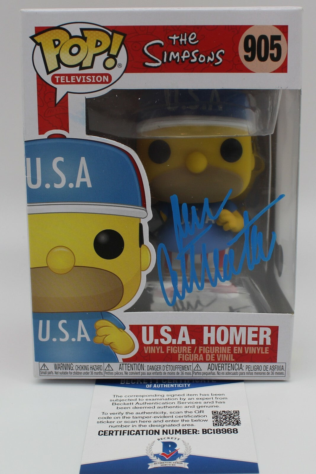 Dan Castellaneta Signed Simpsons Homer Funko Pop #905 w/Beckett COA BC18968