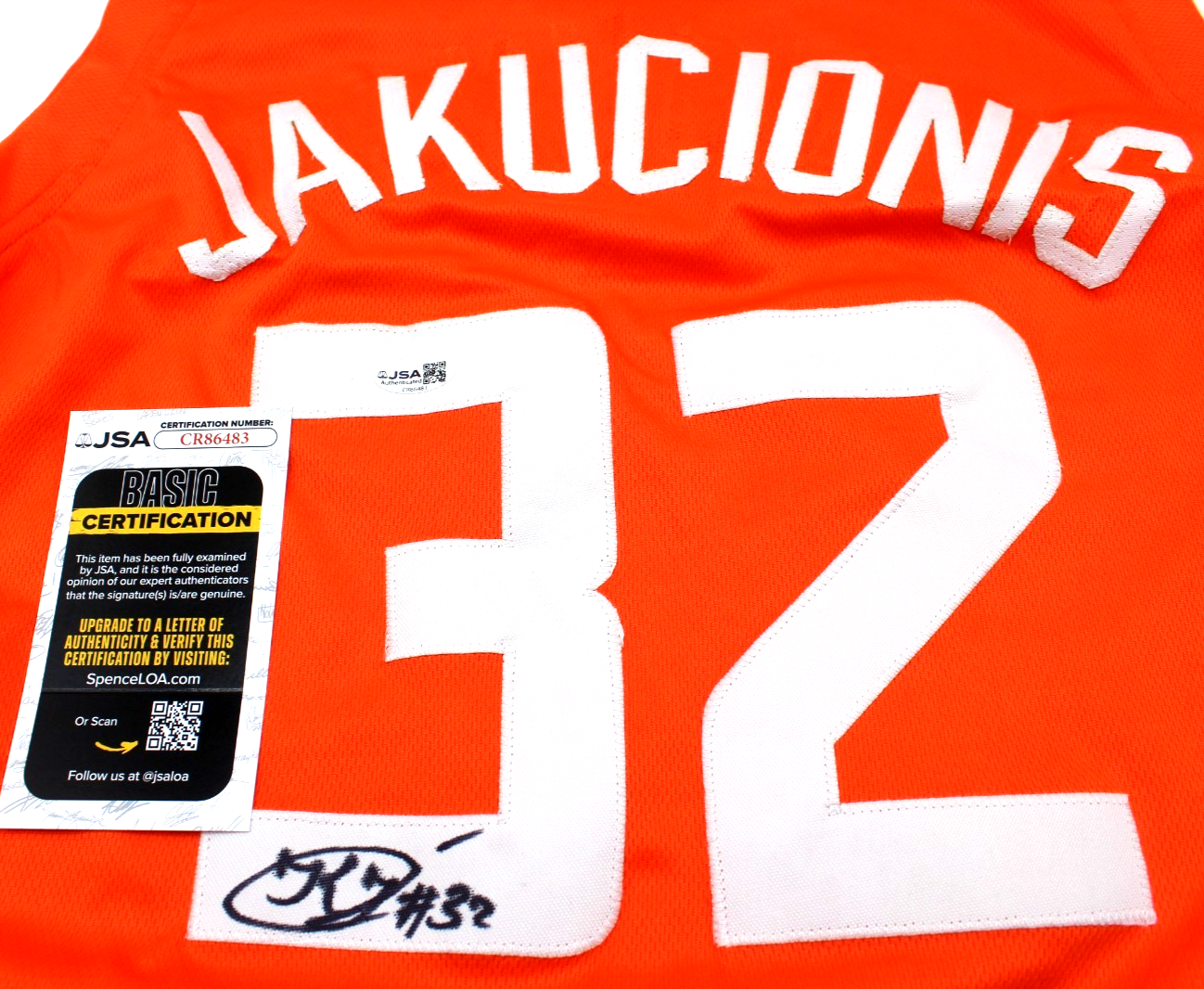 Kasparas Jakucionis Signed Illinois Custom Basketball Jersey w/JSA COA CR86483