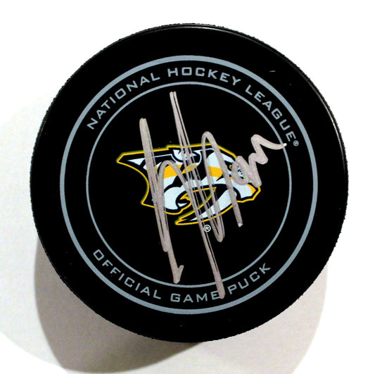 Samuel Girard Signed Nashville Predators Official Game Puck w/COA 