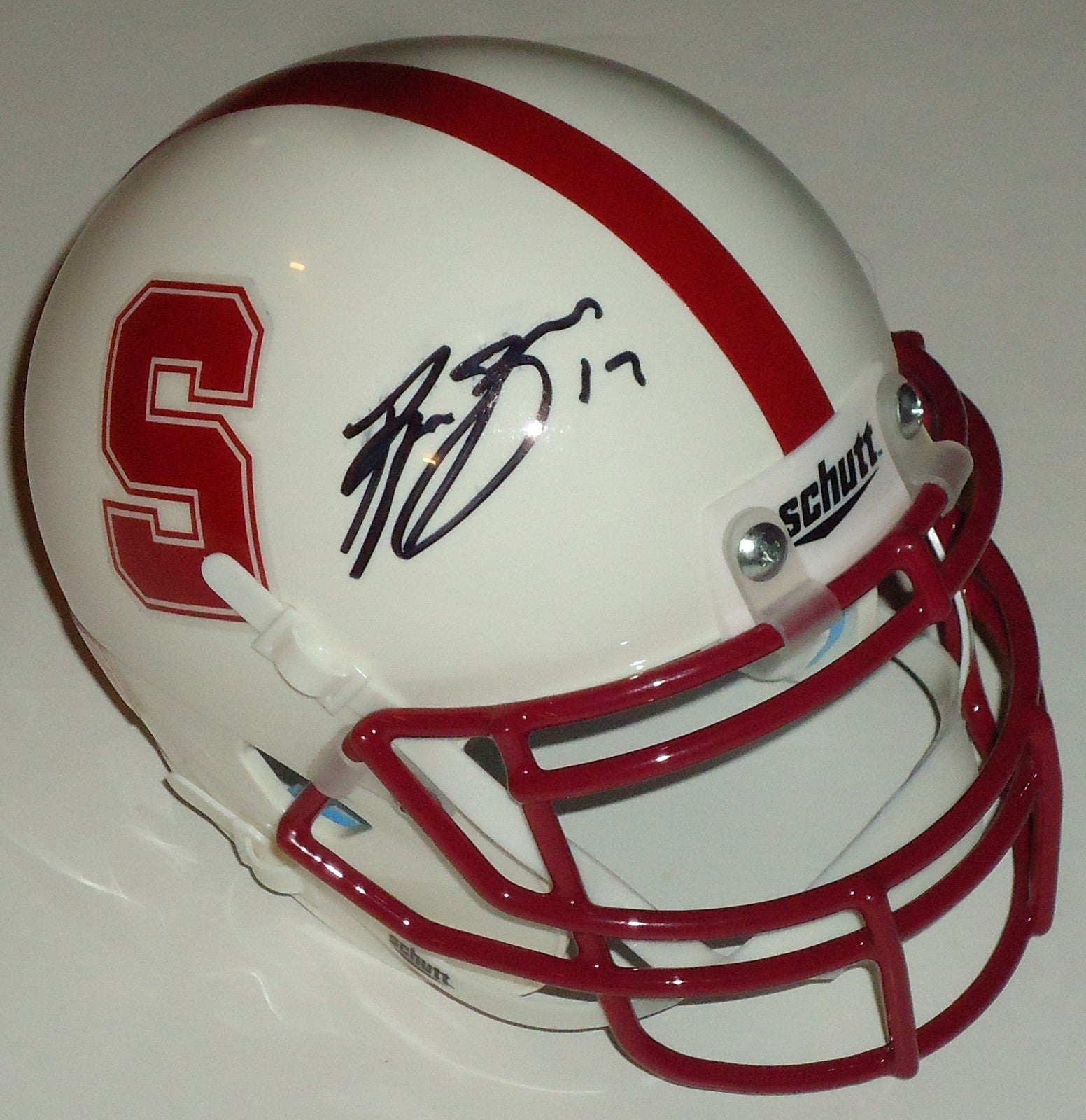 Ryan Burns signed Stanford Cardinal mini white football helmet w/coa C