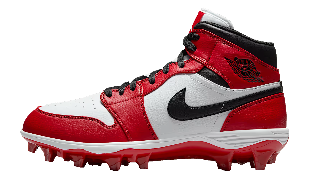 Air Jordan 1 Mid TD Football Cleats Chicago White Red Mens FJ6805-106 Brand New