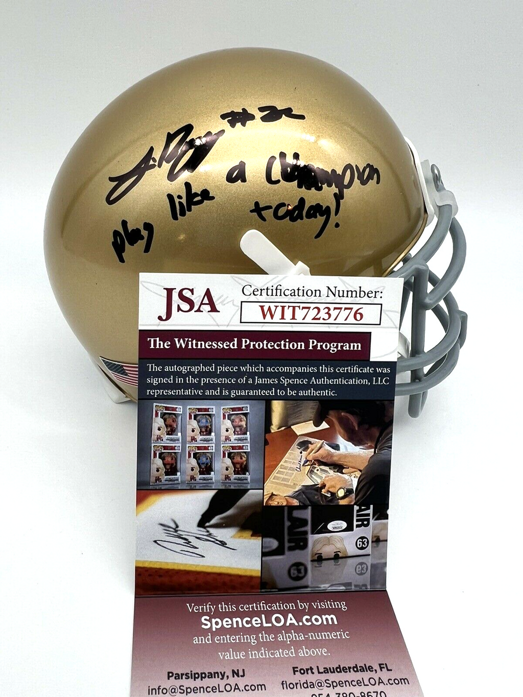 Logan Diggs Signed Notre Dame Fighting Irish Mini Helmet w/JSA COA Witness #3