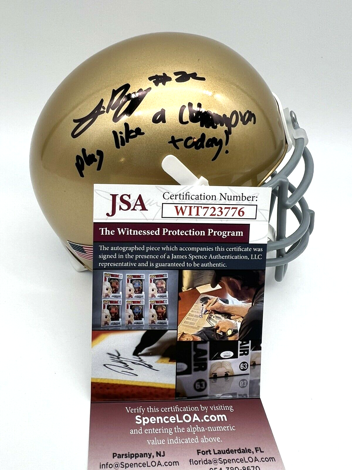 Logan Diggs Signed Notre Dame Fighting Irish Mini Helmet w/JSA COA Witness #3