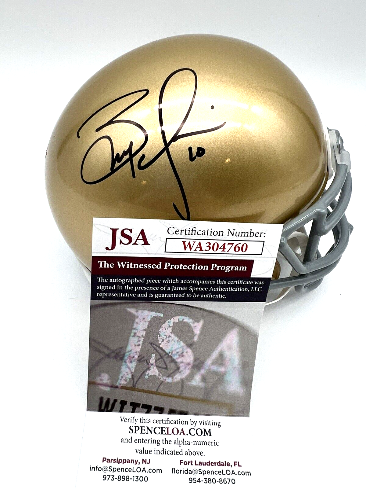 Brady Quinn Signed Notre Dame Fighting Irish Mini Football Helmet w/JSA COA #4