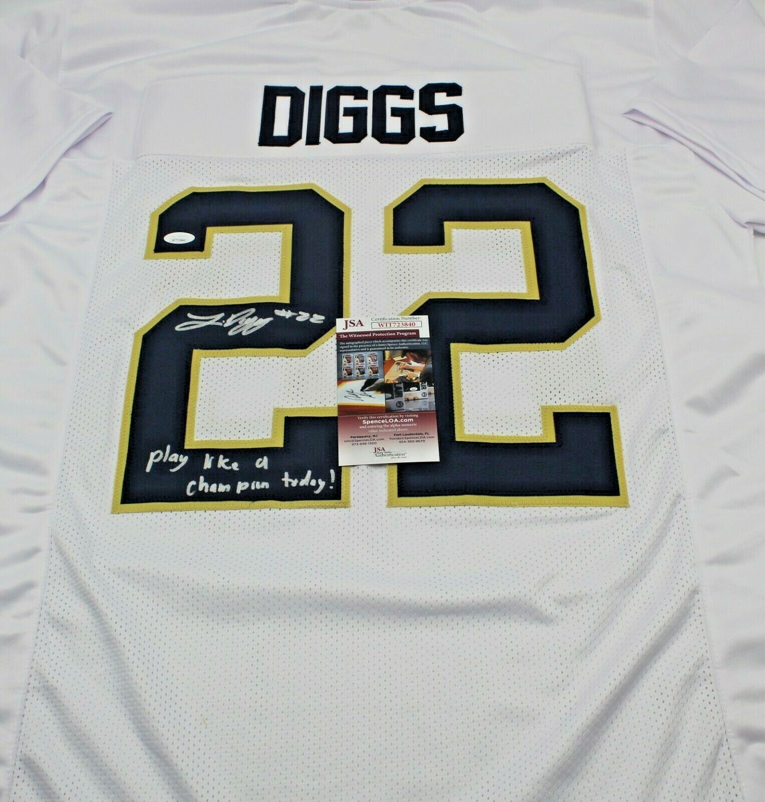 Logan Diggs Signed Custom White Notre Dame Football Jersey w/JSA COA PLACT