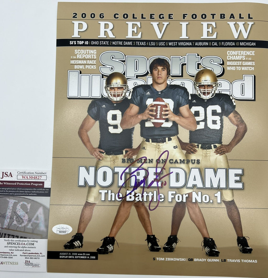 Brady Quinn Signed Notre Dame Football Sports Illustrated 11x14 Photo w/JSA COA