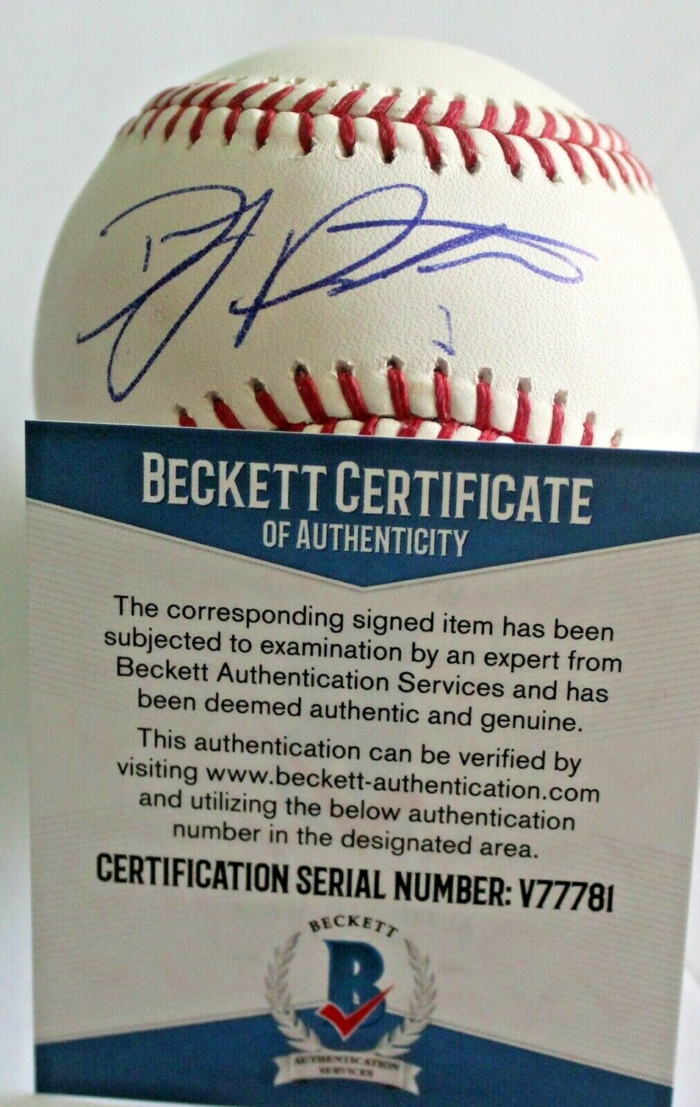 DJ Peters Signed Official Major League Baseball w/Beckett COA Dodgers V77781