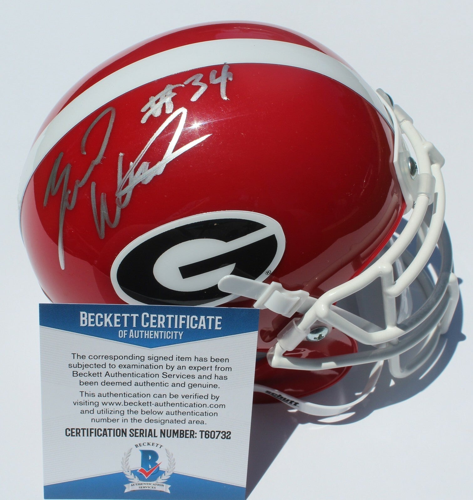 Zamir White Signed Georgia Bulldogs Mini Helmet w/Beckett COA Go Dawgs! T60732