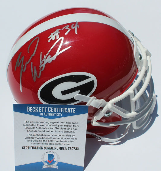 Zamir White Signed Georgia Bulldogs Mini Helmet w/Beckett COA Go Dawgs! T60732